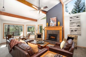 living room with couch, chairs, fireplace